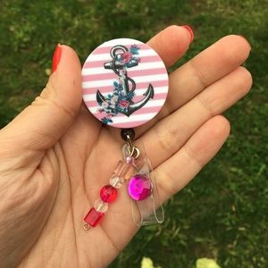 Pink Anchor Badge Holder